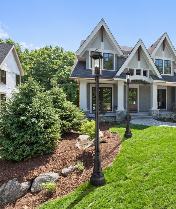 Outdoor Post Mounted Fixture Z-Lite 5017PHBR-564P-BK Black Tiberius 4 Light Outdoor Post Mounted Fixture Z-Lite