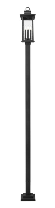 Outdoor Post Mounted Fixture Z-Lite 5017PHBS-536P-BK Black Tiberius 4 Light Outdoor Post Mounted Fixture Z-Lite