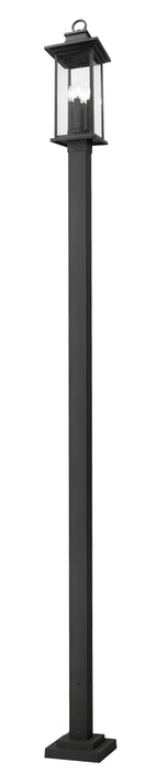 Outdoor Post Mounted Fixture Z-Lite 5017PHBS-536P-BK Black Tiberius 4 Light Outdoor Post Mounted Fixture Z-Lite