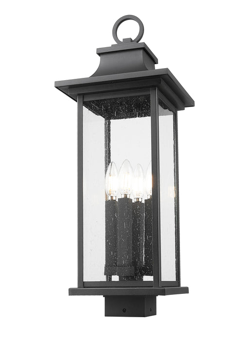 Outdoor Post Mount Fixture Z-Lite 5017PHBS-BK Black Tiberius 4 Light Outdoor Post Mount Fixture Z-Lite