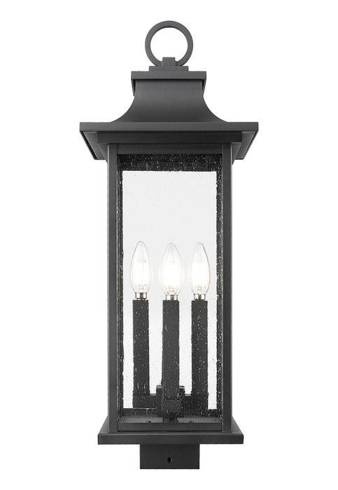 Outdoor Post Mount Fixture Z-Lite 5017PHBS-BK Black Tiberius 4 Light Outdoor Post Mount Fixture Z-Lite