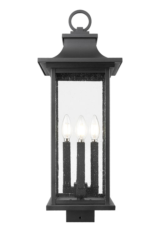 Outdoor Post Mount Fixture Z-Lite 5017PHBS-BK Black Tiberius 4 Light Outdoor Post Mount Fixture Z-Lite