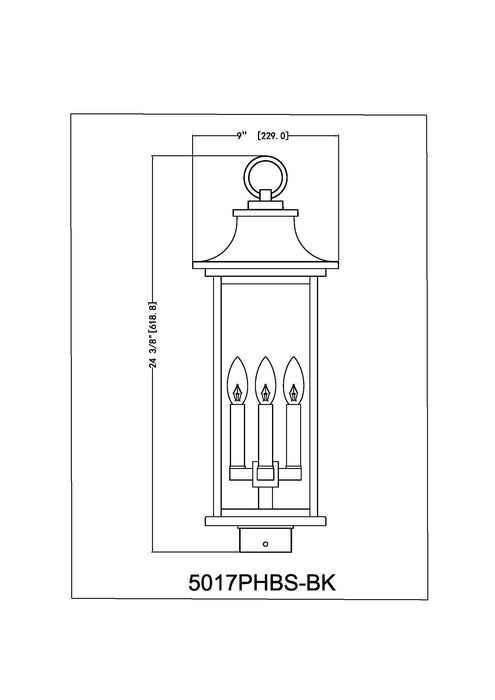 Outdoor Post Mount Fixture Z-Lite 5017PHBS-BK Black Tiberius 4 Light Outdoor Post Mount Fixture Z-Lite