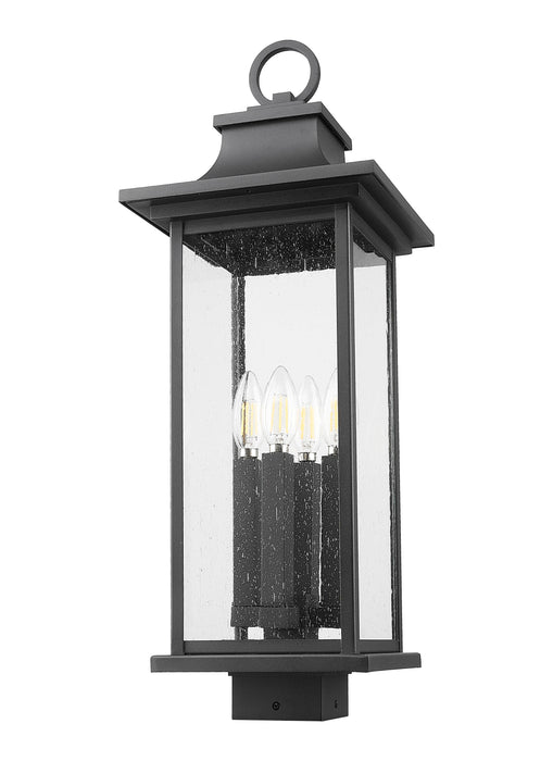 Outdoor Post Mount Fixture Z-Lite 5017PHBS-BK Black Tiberius 4 Light Outdoor Post Mount Fixture Z-Lite