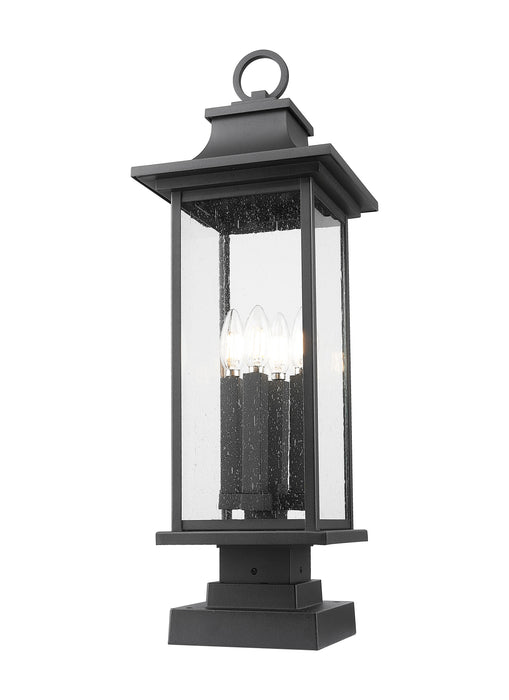 Outdoor Pier Mounted Fixture Z-Lite 5017PHBS-SQPM-BK Black Tiberius 4 Light Outdoor Pier Mounted Fixture Z-Lite