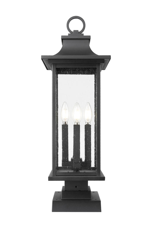 Outdoor Pier Mounted Fixture Z-Lite 5017PHBS-SQPM-BK Black Tiberius 4 Light Outdoor Pier Mounted Fixture Z-Lite