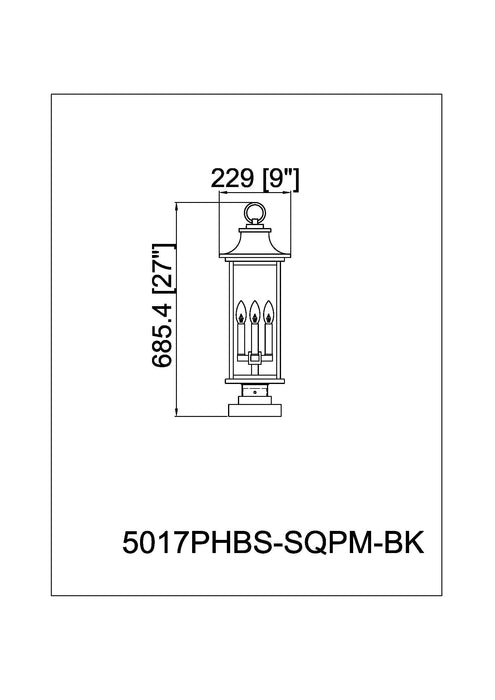 Outdoor Pier Mounted Fixture Z-Lite 5017PHBS-SQPM-BK Black Tiberius 4 Light Outdoor Pier Mounted Fixture Z-Lite