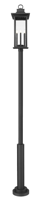 Outdoor Post Mounted Fixture Z-Lite 5017PHXLR-5010P-BK Black Tiberius 6 Light Outdoor Post Mounted Fixture Z-Lite