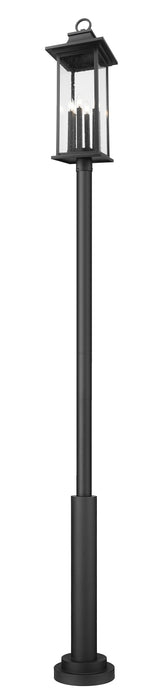 Outdoor Post Mounted Fixture Z-Lite 5017PHXLR-5010P-BK Black Tiberius 6 Light Outdoor Post Mounted Fixture Z-Lite