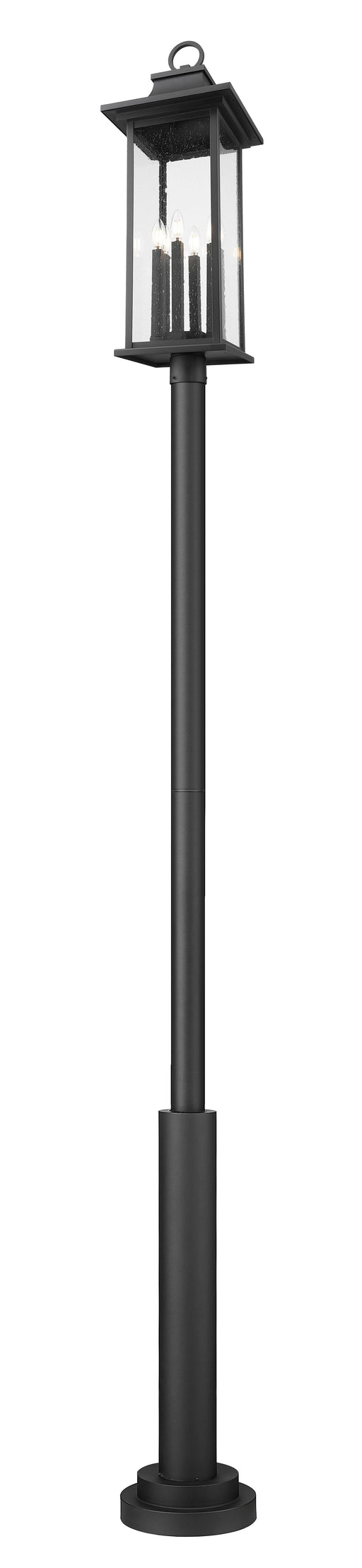 Outdoor Post Mounted Fixture Z-Lite 5017PHXLR-5010P-BK Black Tiberius 6 Light Outdoor Post Mounted Fixture Z-Lite