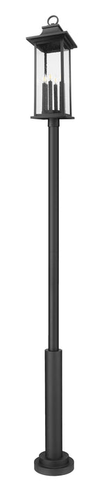 Outdoor Post Mounted Fixture Z-Lite 5017PHXLR-5010P-BK Black Tiberius 6 Light Outdoor Post Mounted Fixture Z-Lite