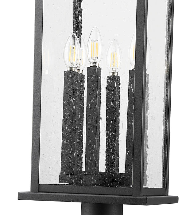 Outdoor Pier Mounted Fixture Z-Lite 5017PHXLR-533PM-BK Black Tiberius 6 Light Outdoor Pier Mounted Fixture Z-Lite