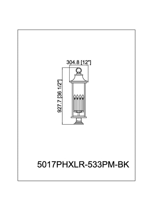 Outdoor Pier Mounted Fixture Z-Lite 5017PHXLR-533PM-BK Black Tiberius 6 Light Outdoor Pier Mounted Fixture Z-Lite