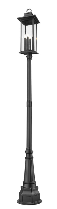 Outdoor Post Mounted Fixture Z-Lite 5017PHXLR-564P-BK Black Tiberius 6 Light Outdoor Post Mounted Fixture Z-Lite