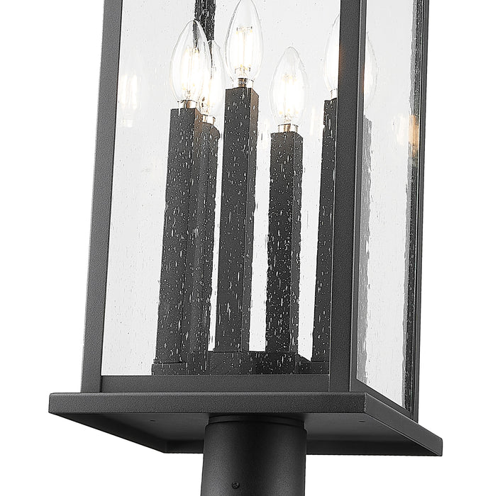 Outdoor Post Mounted Fixture Z-Lite 5017PHXLR-564P-BK Black Tiberius 6 Light Outdoor Post Mounted Fixture Z-Lite
