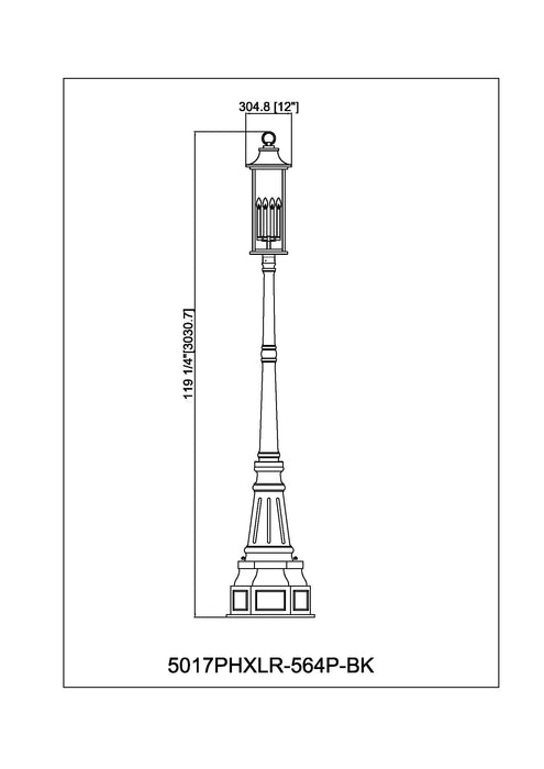 Outdoor Post Mounted Fixture Z-Lite 5017PHXLR-564P-BK Black Tiberius 6 Light Outdoor Post Mounted Fixture Z-Lite