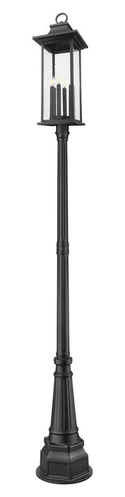 Outdoor Post Mounted Fixture Z-Lite 5017PHXLR-564P-BK Black Tiberius 6 Light Outdoor Post Mounted Fixture Z-Lite