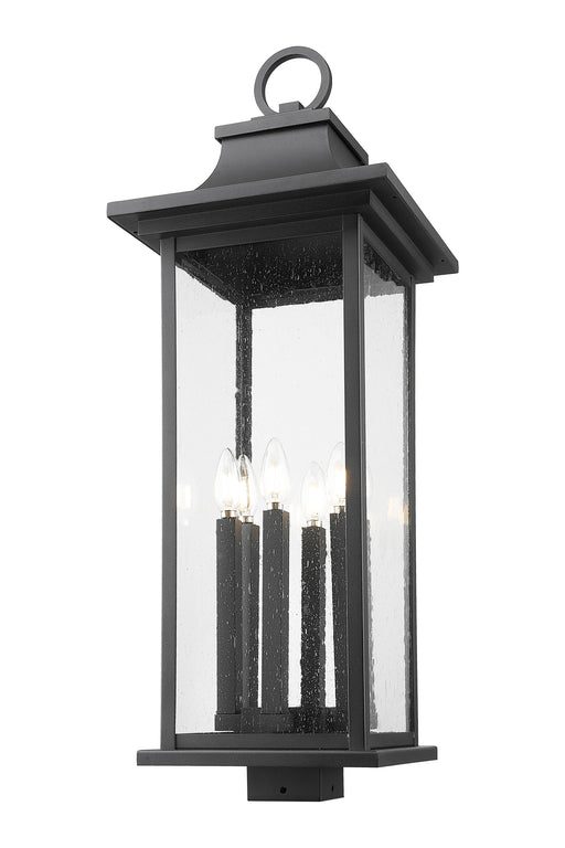 Outdoor Post Mount Fixture Z-Lite 5017PHXLS-BK Black Tiberius 6 Light Outdoor Post Mount Fixture Z-Lite
