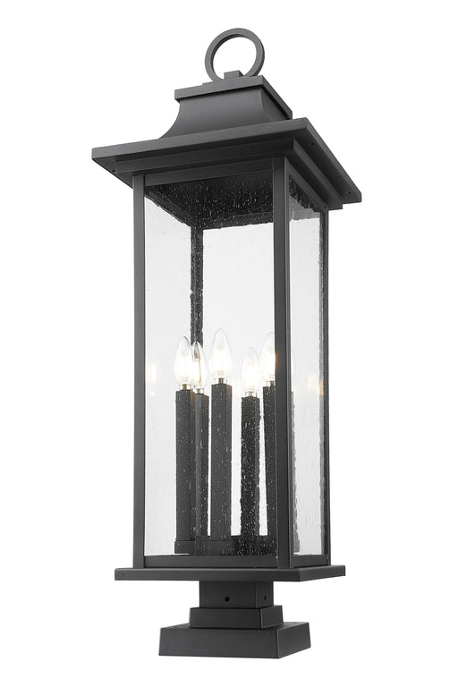 Outdoor Pier Mounted Fixture Z-Lite 5017PHXLS-SQPM-BK Black Tiberius 6 Light Outdoor Pier Mounted Fixture Z-Lite