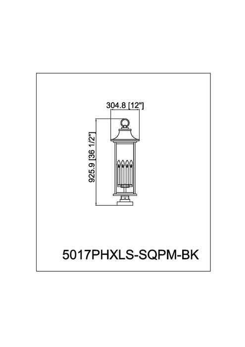 Outdoor Pier Mounted Fixture Z-Lite 5017PHXLS-SQPM-BK Black Tiberius 6 Light Outdoor Pier Mounted Fixture Z-Lite