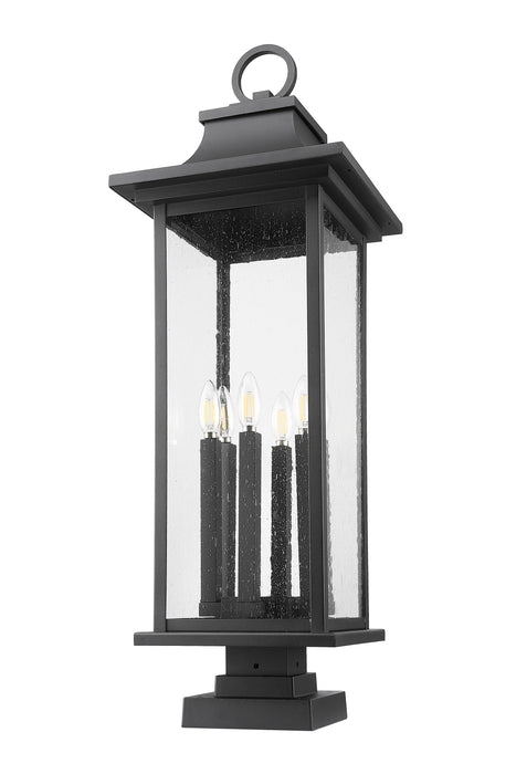 Outdoor Pier Mounted Fixture Z-Lite 5017PHXLS-SQPM-BK Black Tiberius 6 Light Outdoor Pier Mounted Fixture Z-Lite