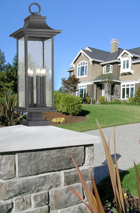 Outdoor Pier Mounted Fixture Z-Lite 5017PHXLS-SQPM-BK Black Tiberius 6 Light Outdoor Pier Mounted Fixture Z-Lite