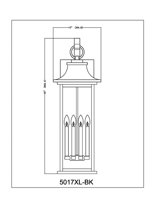 Outdoor Wall Light Z-Lite 5017XL-BK Black Tiberius 6 Light Outdoor Wall Light Z-Lite