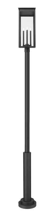 Outdoor Post Mounted Fixture Z-Lite 5018PHBR-5010P-BK Black Nova 4 Light Outdoor Post Mounted Fixture Z-Lite