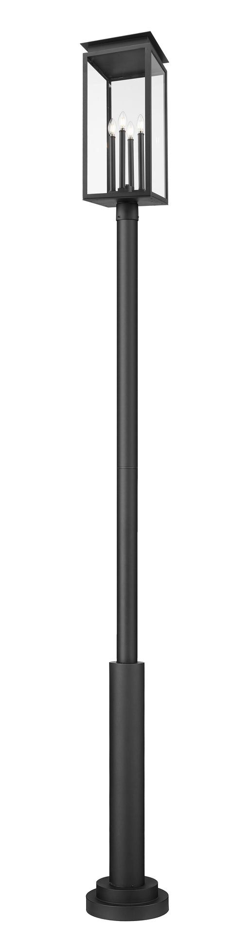 Outdoor Post Mounted Fixture Z-Lite 5018PHBR-5010P-BK Black Nova 4 Light Outdoor Post Mounted Fixture Z-Lite