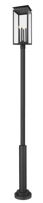 Outdoor Post Mounted Fixture Z-Lite 5018PHBR-5010P-BK Black Nova 4 Light Outdoor Post Mounted Fixture Z-Lite