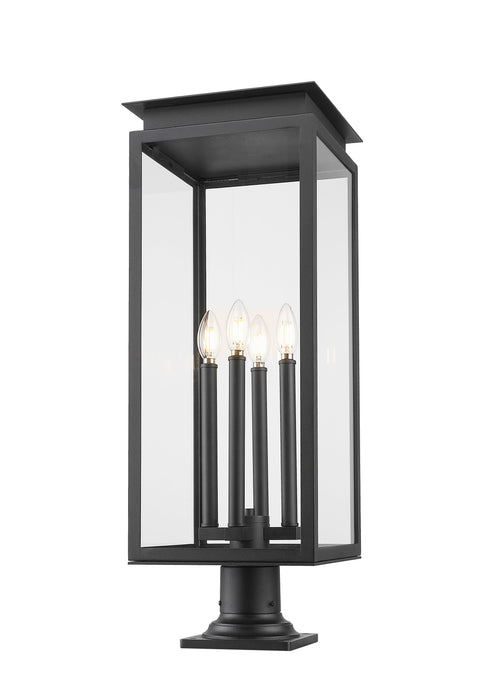 Outdoor Pier Mounted Fixture Z-Lite 5018PHBR-533PM-BK Black Nova 4 Light Outdoor Pier Mounted Fixture Z-Lite