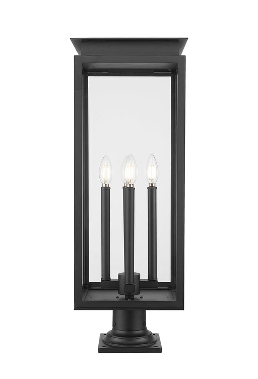 Outdoor Pier Mounted Fixture Z-Lite 5018PHBR-533PM-BK Black Nova 4 Light Outdoor Pier Mounted Fixture Z-Lite