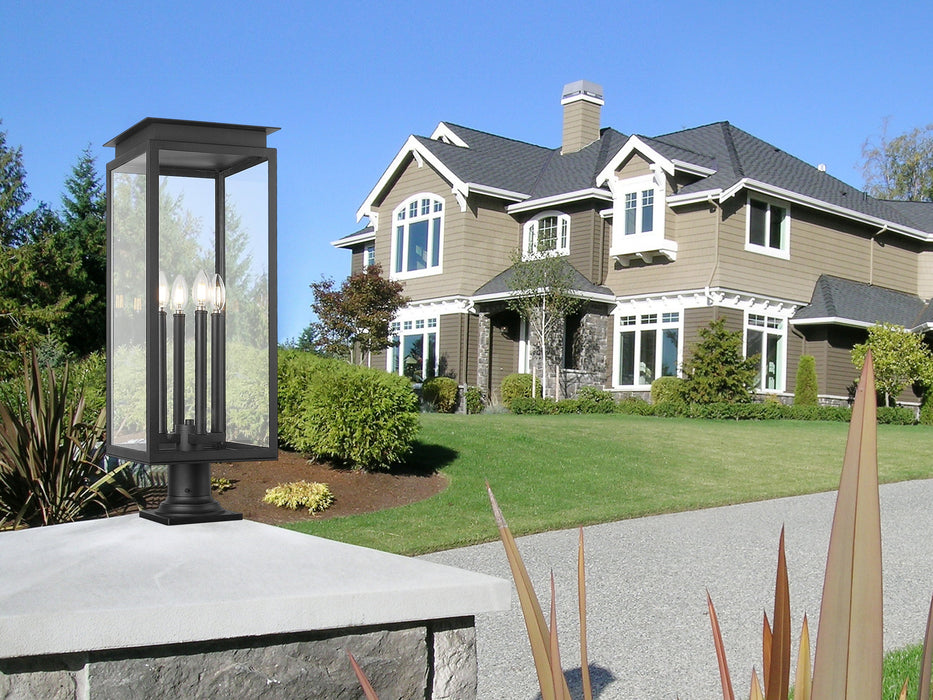 Outdoor Pier Mounted Fixture Z-Lite 5018PHBR-533PM-BK Black Nova 4 Light Outdoor Pier Mounted Fixture Z-Lite