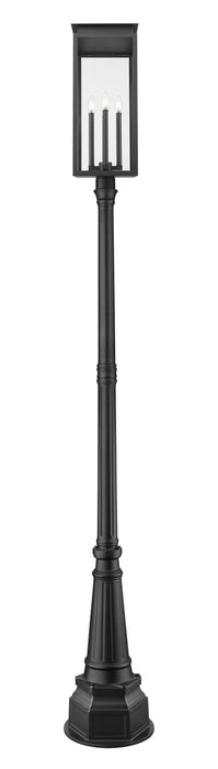 Outdoor Post Mounted Fixture Z-Lite 5018PHBR-564P-BK Black Nova 4 Light Outdoor Post Mounted Fixture Z-Lite