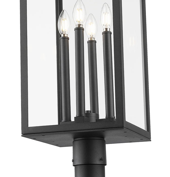 Outdoor Post Mounted Fixture Z-Lite 5018PHBR-564P-BK Black Nova 4 Light Outdoor Post Mounted Fixture Z-Lite