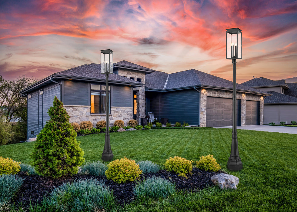 Outdoor Post Mounted Fixture Z-Lite 5018PHBR-564P-BK Black Nova 4 Light Outdoor Post Mounted Fixture Z-Lite