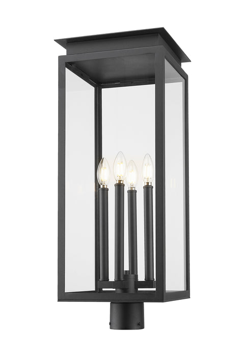 Outdoor Post Mount Fixture Z-Lite 5018PHBR-BK Black Nova 4 Light Outdoor Post Mount Fixture Z-Lite