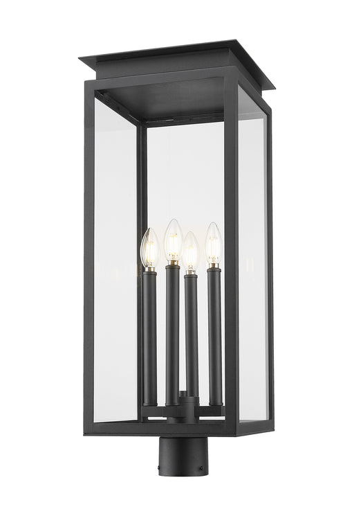 Outdoor Post Mount Fixture Z-Lite 5018PHBR-BK Black Nova 4 Light Outdoor Post Mount Fixture Z-Lite