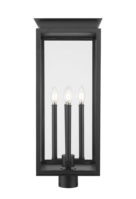 Outdoor Post Mount Fixture Z-Lite 5018PHBR-BK Black Nova 4 Light Outdoor Post Mount Fixture Z-Lite