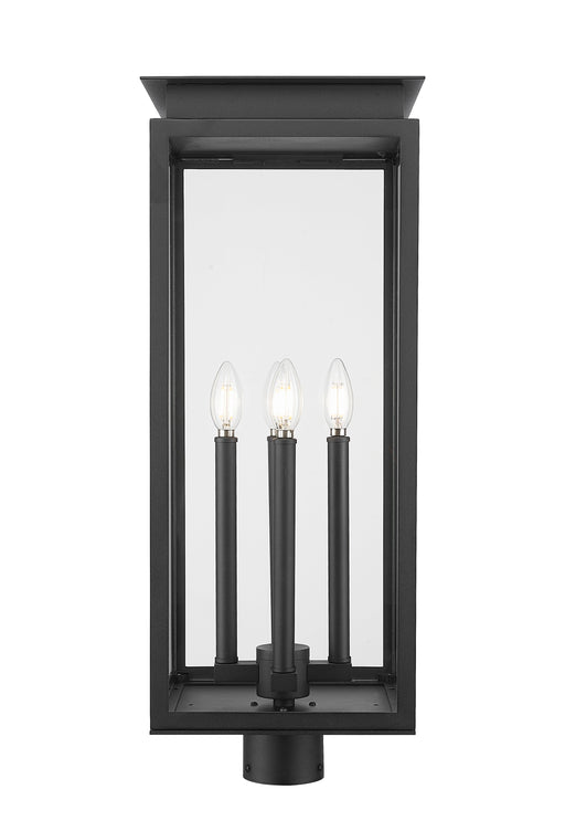 Outdoor Post Mount Fixture Z-Lite 5018PHBR-BK Black Nova 4 Light Outdoor Post Mount Fixture Z-Lite