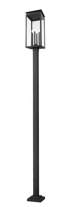 Outdoor Post Mounted Fixture Z-Lite 5018PHBS-536P-BK Black Nova 4 Light Outdoor Post Mounted Fixture Z-Lite