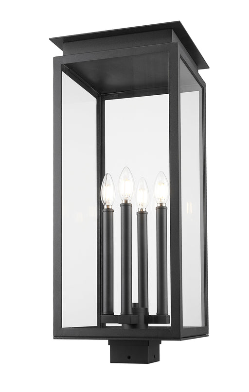 Outdoor Post Mount Fixture Z-Lite 5018PHBS-BK Black Nova 4 Light Outdoor Post Mount Fixture Z-Lite