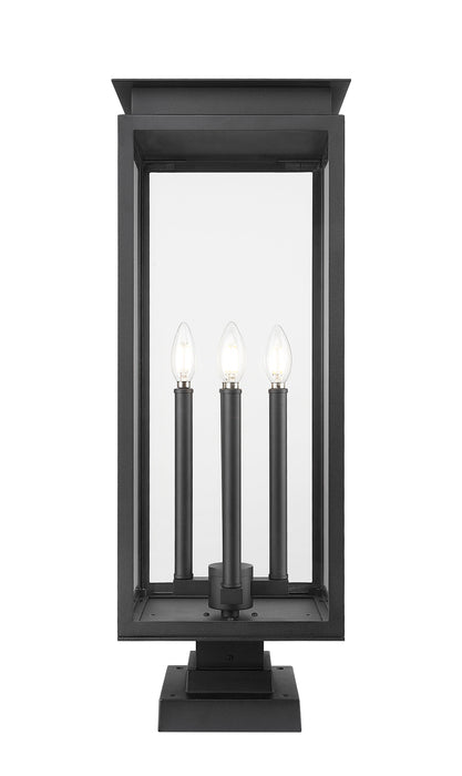 Outdoor Pier Mounted Fixture Z-Lite 5018PHBS-SQPM-BK Black Nova 4 Light Outdoor Pier Mounted Fixture Z-Lite