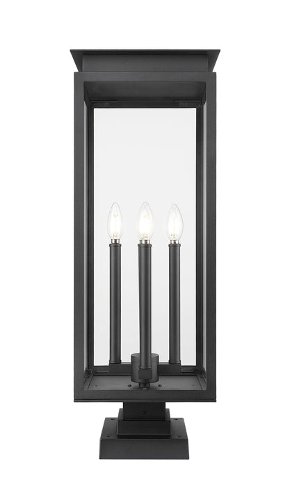 Outdoor Pier Mounted Fixture Z-Lite 5018PHBS-SQPM-BK Black Nova 4 Light Outdoor Pier Mounted Fixture Z-Lite