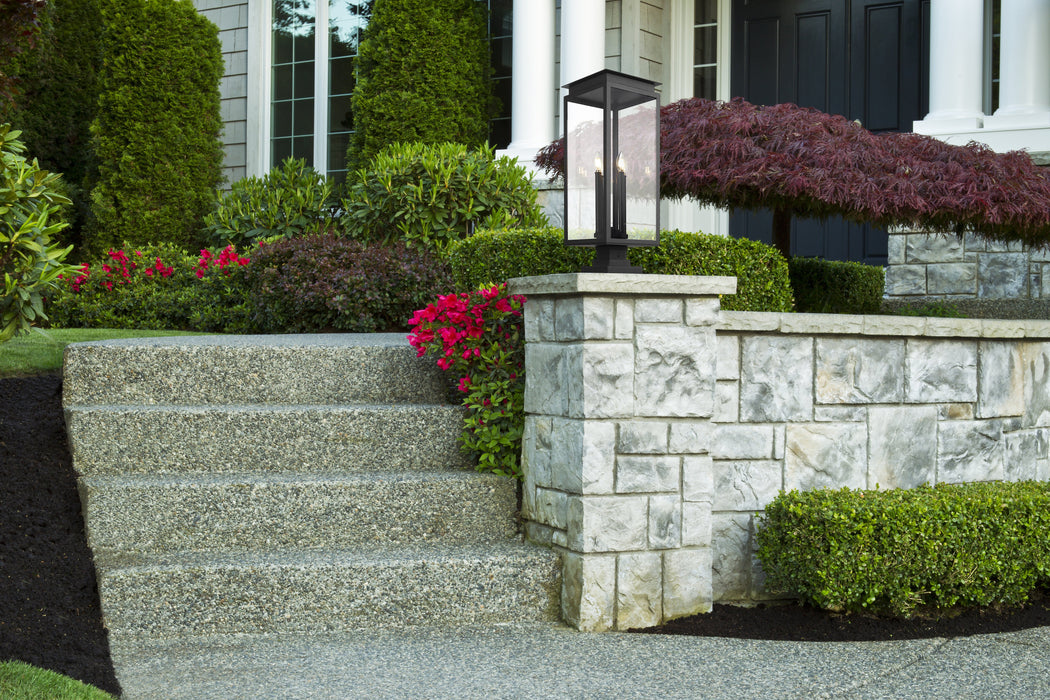 Outdoor Pier Mounted Fixture Z-Lite 5018PHBS-SQPM-BK Black Nova 4 Light Outdoor Pier Mounted Fixture Z-Lite