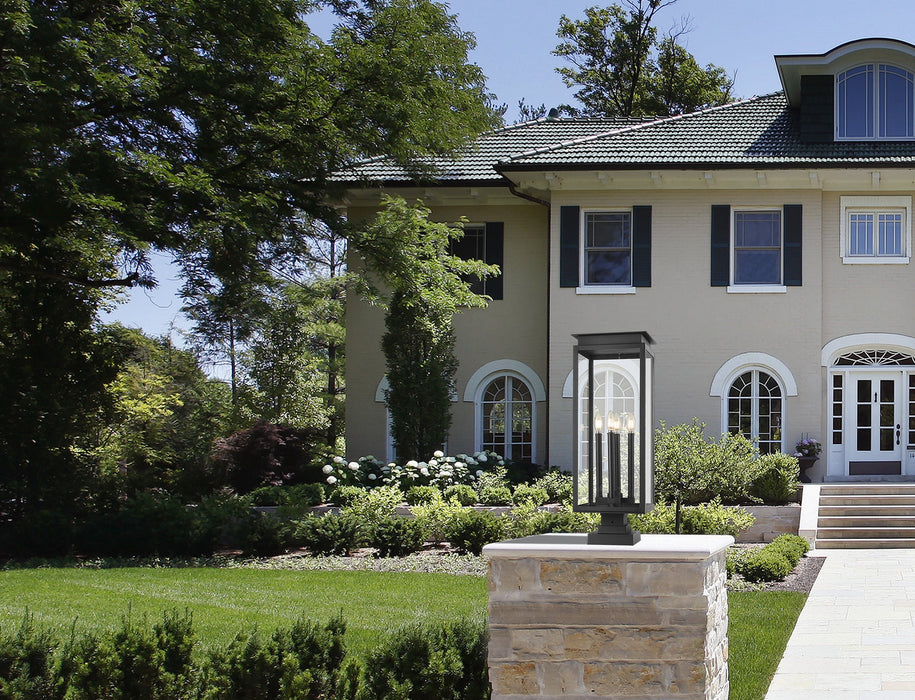 Outdoor Pier Mounted Fixture Z-Lite 5018PHBS-SQPM-BK Black Nova 4 Light Outdoor Pier Mounted Fixture Z-Lite