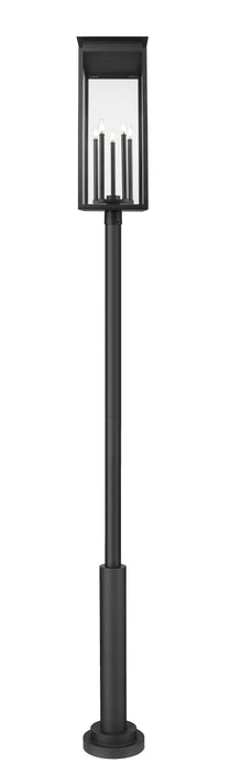 Outdoor Post Mounted Fixture Z-Lite 5018PHXLR-5010P-BK Black Nova 5 Light Outdoor Post Mounted Fixture Z-Lite