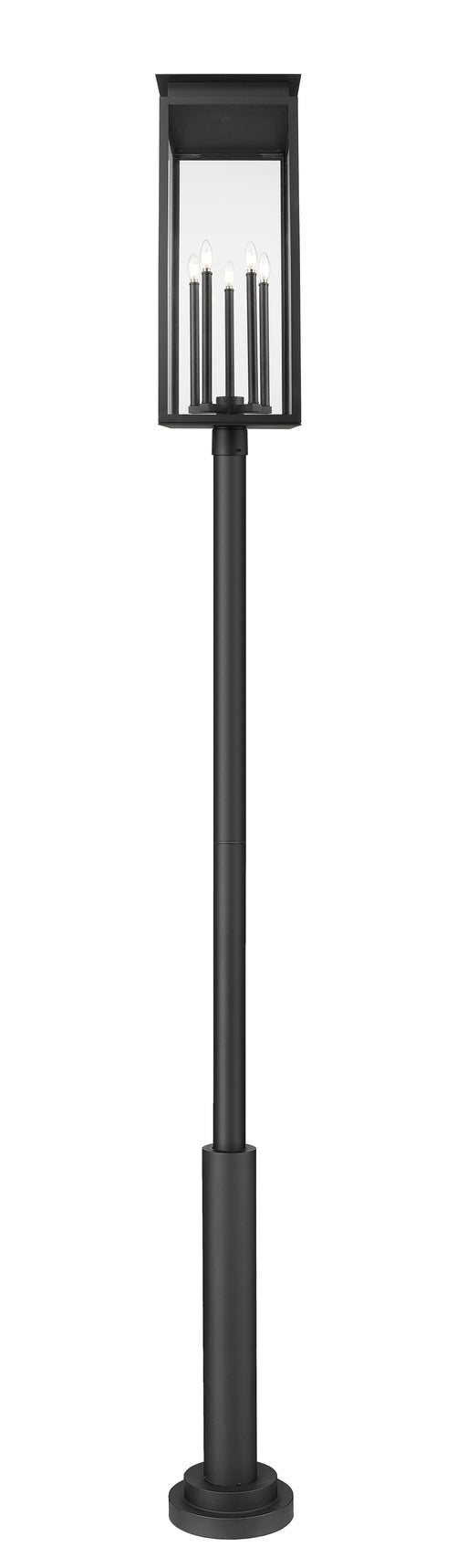 Outdoor Post Mounted Fixture Z-Lite 5018PHXLR-5010P-BK Black Nova 5 Light Outdoor Post Mounted Fixture Z-Lite