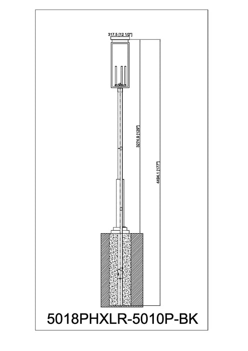 Outdoor Post Mounted Fixture Z-Lite 5018PHXLR-5010P-BK Black Nova 5 Light Outdoor Post Mounted Fixture Z-Lite