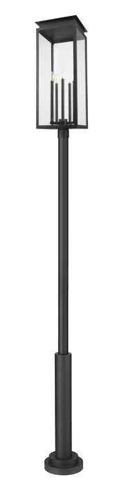 Outdoor Post Mounted Fixture Z-Lite 5018PHXLR-5010P-BK Black Nova 5 Light Outdoor Post Mounted Fixture Z-Lite